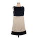 Brooks Brothers 346 Casual Dress - Shift: Tan Color Block Dresses - Women's Size 14