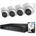 Amcrest 5MP POE Security Camera System Outdoor 8CH POE AI NVR 4 x 5MP Turret POE Cameras NightColor AI Turret POE IP Cameras Built in Mic Pre-Installed 2TB Hard Drive NV4208E-T1273EW4-AI-2TB