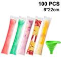 Popsicle Bags 100 Pack Ice Pop Mold Bags Disposable DIY Popsicle Molds Bags Pouches -Comes With Silicone Funnel