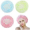 UAEBM Reusable Shower Cap 3-Piece Shower Cap Elastic Shower Cap Beauty Salon Spa Shower Caps Lace Elastic Band Flower Printed Hat Environmental Protection Hair (dotted shower cap) Multicolor