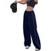 1pcs Casual Elastic Waist Trousers--Navy Blue