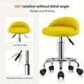 Yellow PU Leather Round Rolling Stool With Foot Rest Height Adjustable Swivel Drafting Work SPA Task Chair With Wheels