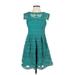 Yoana Baraschi Cocktail Dress: Teal Dresses - Women's Size 4 Petite