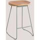 Sklum - Tabouret Haut en Acier et Bois d'Orme Neicol Mousse de céladon ↑65 cm - Mousse de céladon