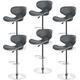 Lot de 6 Tabourets de bar chaise fauteuil bistrot réglable pivotant siège design gris