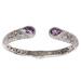 Amethyst Sterling Silver Gold Accent Cuff Bracelet Indonesia 'Fern Canopy'