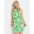 M&Co Green Big Leaf Print Linen Shift Dress, Green, Size 22-24, Women