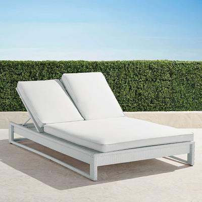 Palermo Double Chaise Lounge in White Wicker - Quick Dry, Sailcloth Sailor - Frontgate