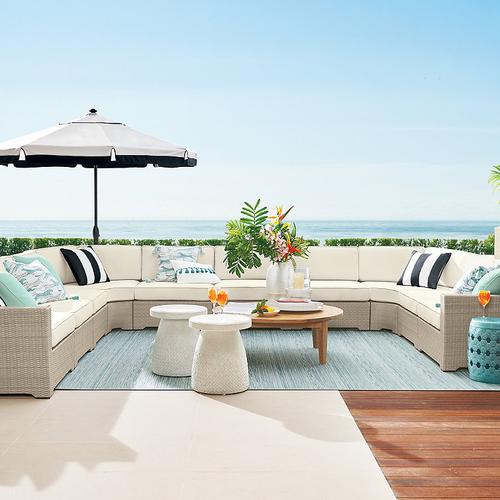 Set of 2 Palermo Modular Seating Collection in Dove Wicker - Center Chairs, Quick Dry, Vista Boucle Air Blue - Frontgate