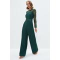 Petite Embroidered Wide Leg Jumpsuit