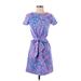 Lilly Pulitzer Casual Dress - Wrap: Blue Paisley Dresses - Women's Size X-Small