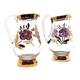 Glass milk jugs pair vintage pitchers from Romania hand painted glass creamers purple & gold floral pattern small jugs vintage home decor *