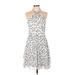 White House Black Market Cocktail Dress: White Polka Dots Dresses - Women's Size 10