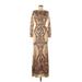 Betsy & Adam Cocktail Dress: Brown Baroque Print Dresses - Women's Size 8