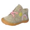 Lauflernschuh PEPINO BY RICOSTA "MECKI WMS: mittel", Kinder, Gr. 20, grau (eukalyptus, regenbogen), Nubukleder, bestickt, casual, Schuhe, Schnürschuh mit Lederinnenausstattung, Größenschablone zum Download