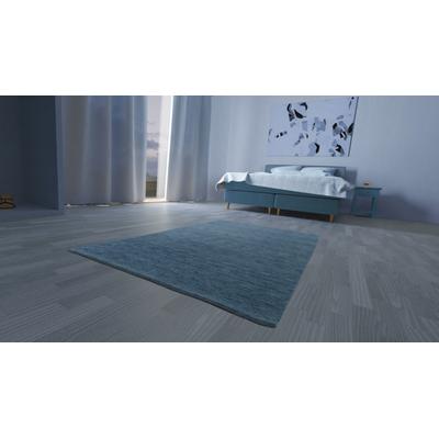Wollteppich MORGENLAND "Uni - Gabbeh Teppich - Softy", blau, B:140cm H:1,6mm L:200cm, Schurwolle, Teppiche, Gabbeh Optik, Uni Farben, reine Wolle, sehr weicher Flor, Wohnzimmer Image
