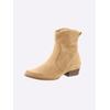 Stiefelette HEINE, Damen, Gr. 39, beige (sand), Leder, Veloursleder, modisch, Schuhe Ankleboots Cowboy-Stiefelette