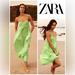 Zara Dresses | New Zara Bloggers Favorite Tiered Poplin Midi Dress Size Xs | Color: Green | Size: Xs