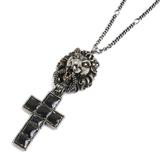Gucci Jewelry | Gucci Gucci Metal Lion Head Cross Pendant Necklace 36.6g 60cm Men's | Color: Black | Size: Os