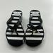 Kate Spade Shoes | Kate Spade New York Black And White Striped Wedge Women’s Sandals Flip Flops | Color: Black/White | Size: 7