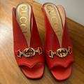 Gucci Shoes | Gucci Open Toe Mules | Color: Red | Size: 8.5