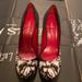 Nine West Shoes | Nine West Floral Black, White & Red Heels | Color: Black | Size: 6.5