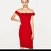 Zara Dresses | New Zara Trafaluc Off Shoulder Cocktail Dress | Color: Red | Size: S