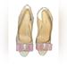 Kate Spade Shoes | Kate Spade 8 B White & Pink Glitter Peep Sling Slink Back Sandals Euc 3.5” Heels | Color: Pink/White | Size: 8