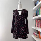 Free People Dresses | Free People Tegan Mini Dress, Black Floral Print, Bohemian Size 8 | Color: Black/Red | Size: 8