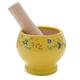 Yellow Glaze Ceramic Mortar and Pestle Set - Manual Grinder for Peanuts, Spices, Garlic, and Pepper - Ideal for Seasonings and Spices