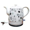 Electric Ceramic Cordless White Kettle Teapot-Retro 1L Jug, 1350W Water Fast for Tea, Coffee, Soup, Oatmeal-Removable Base, Boil Dry Protection,C,D (D) Full moon vision