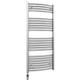 600mm Wide Curved Chrome Electric Bathroom Towel Rail Radiator Heater With AF Thermostatic Electric Element UK Pre-Filled (600 x 1200 mm)