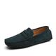 New Mens Men's Loafers Genuine Leather Suede Vamp Penny Loafer Stitching Details Round Toe Anti-Slip Lightweight Flat Heel Walking Party Slip-ons (Color : Navy, Size : 7.5 UK)