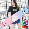 Longboard 9 Layers Maple Skateboard Adult Tricks Skateboard Pro Beginner Complete 42" Double Kick Concave Deck Boys And Girls Dance Board With Flash Four Wheels Scooter