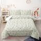 Coverless Duvet Single Flower Light Green Coverless Duvet Single Microfiber Quilted Bedspreads All Seasons Bedspread Breathable Comforter Soft Quilted Throw+2 Pillowcases(50x75cm) 173x218cm