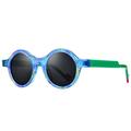 MUTYNE Acetate Sunglasses Men Colorful Retro Trendy Design Round Sun Glasses UV400 Women Shades,Blue Gray C1,One size
