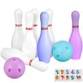 Toddmomy Kids Light up Bowling Ball Toys Set with Stickers Bowling Pins Toy Game with 6 Pins and 2 Balls Fun Sports Games for Boys Girls 3 4 5 6 Years