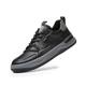 Men's Leather Shoes Fashion Casual Shoes Lace Up Lightweight Sneakers Non Slip Walking Shoes (Color : Black, Size : 7.5 UK)