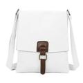 ITALYSHOP24 OBC Women's Crossbody Handbag Messenger Shoulder Bag Shopper Tablet Bag up to approx. 7-8 Inch Flap Bag Leather Look, White, ca.: 24x28x3cm (BxHxT)