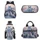 Binienty Snow Wolf Family School Bag for Kids Backpack Set School Bookbag Book Bag Lunch Box Pencil Case Water Bottle Bag for Girls Boys, Back to School Supplies