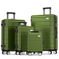 BEOW Luggage Sets 3 Piece, Expandable Luggage Sets with Spinner Wheels, TSA Lock Suitcases with Carry on Luggage (20”24”28”), Olive Green, 4 piece sets, Expandable Luggage Sets