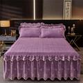 Valance sheet,bed base wrap,150-180 * 220CM Pink Jacquard Fitted Bed Skirts & Valances Mattress Cover Cotton Ruffle Pleated Bed Cover Double Bed Ruffle Skirt (Color : Red, Size : 180 * 220cm) (Color