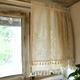 Leaf Pattern Curtain Valance with Tassels, Lace Embroidered Half Window Curtains Tiers Rustic Style Semi Sheer Short Curtain, Rod Pocket (Color : Yellow, Size : 135x150cm/53x59in(WxL))