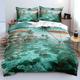 YUTNSAN Island Bedding 3D Beach Duvet Cover Printing Design Duvet Cover Fresh Natural Scenery Duvet Cover Bright Green Soft Microfiber Bedding Double (200x200cm+80x80cmx2)