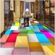 ZEZILE Custom Three-Dimensional Square Abstract 3D Floor Painting 3D Green Flooring to The Ground Paste self-Adhesive