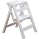 Folding Ladder Staircase Multi Functional Folding Solid Wood Ladder Stool Step Stool Household Stool Step Ladder Foldable Stepladder/White