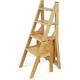 Foldable Step Stool Stepladders Folding Solid Wood Step Ladder Stool Chair Multifunction Stepladder Tread Staircase Stairway Chair 300 lb capacity Folding Steps (Size : 4 wide step