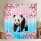 Homewish Panda Blackout Curtains Cartoon Bear Animal Curtains 2 Panels 66x90,Cherry Blossom Curtains & Drapes Pastel Pink Teal Japan Floral Curtains,Japanese Flowers Kawaii Room Decor