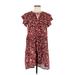 Knox Rose Casual Dress - Popover: Burgundy Floral Motif Dresses - Women's Size Medium