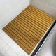 Wood Wax Oil Bamboo Bath Mat,Rectangular Wooden Bath Mat,Multipurpose Bamboo Mat,Anti Slip Shower Mat,Slatted Design,Handle Design,for Kitchen Bathtub Toilet Doormat Pet Mat (90x55cm/35x22in)